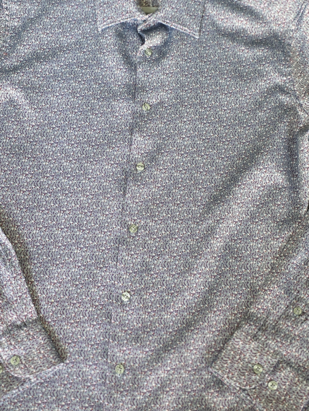 Perry Ellis. Men's Long-Sleeve Patterned Button-Up Shirt - Blue. XLT
